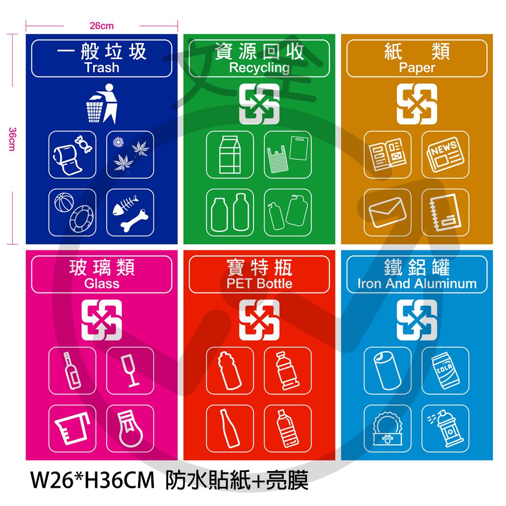 資源回收類貼紙-26*36cm(6款)