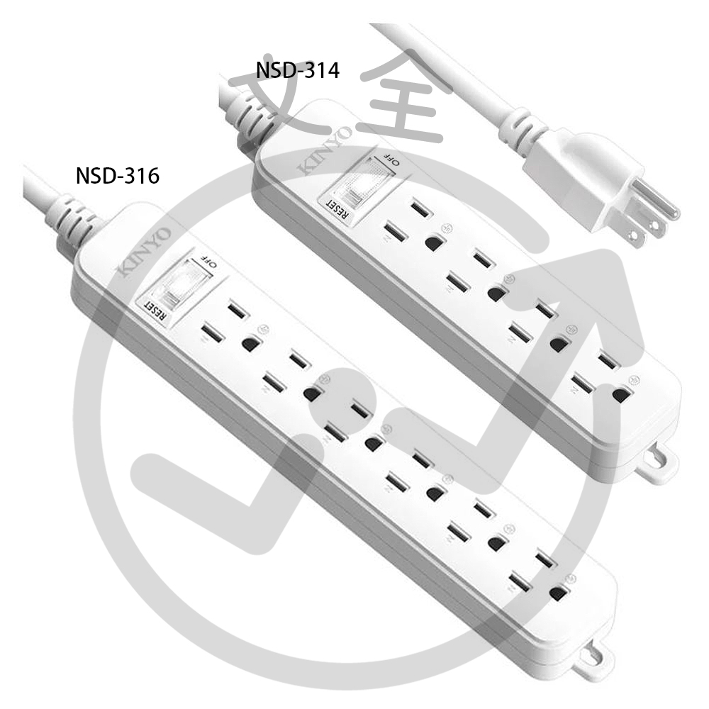 KINYO耐嘉 簡約3P安全總開關延長線