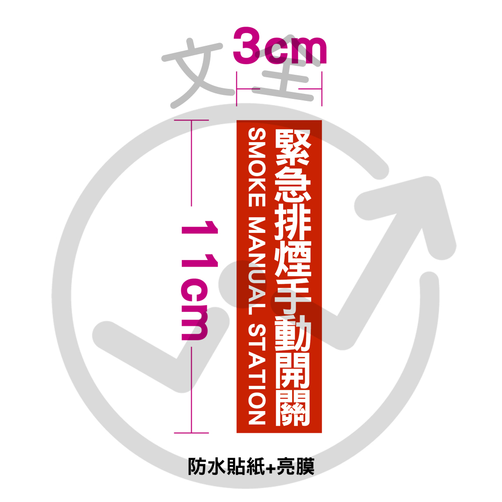 緊急排煙手動開關貼紙 3x11cm 緊急排煙手動開關貼紙 3x11cm